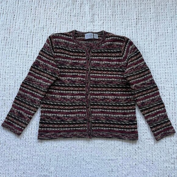 Women's East West Vintage Striped Cardigan Sweater - Size Large - Picture 1 of 4